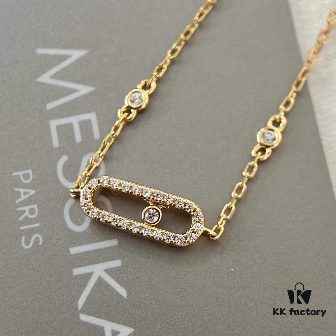 Messika Luxury New Arrival MessiKa Single Diamond Slide Bracelet Hottest Move Series Exclusive Bestseller Independent Designer Jewelry Brand, Popular Among Socialites and Instagram Influencers, Stunning Platinum and Rose Gold Bracelet