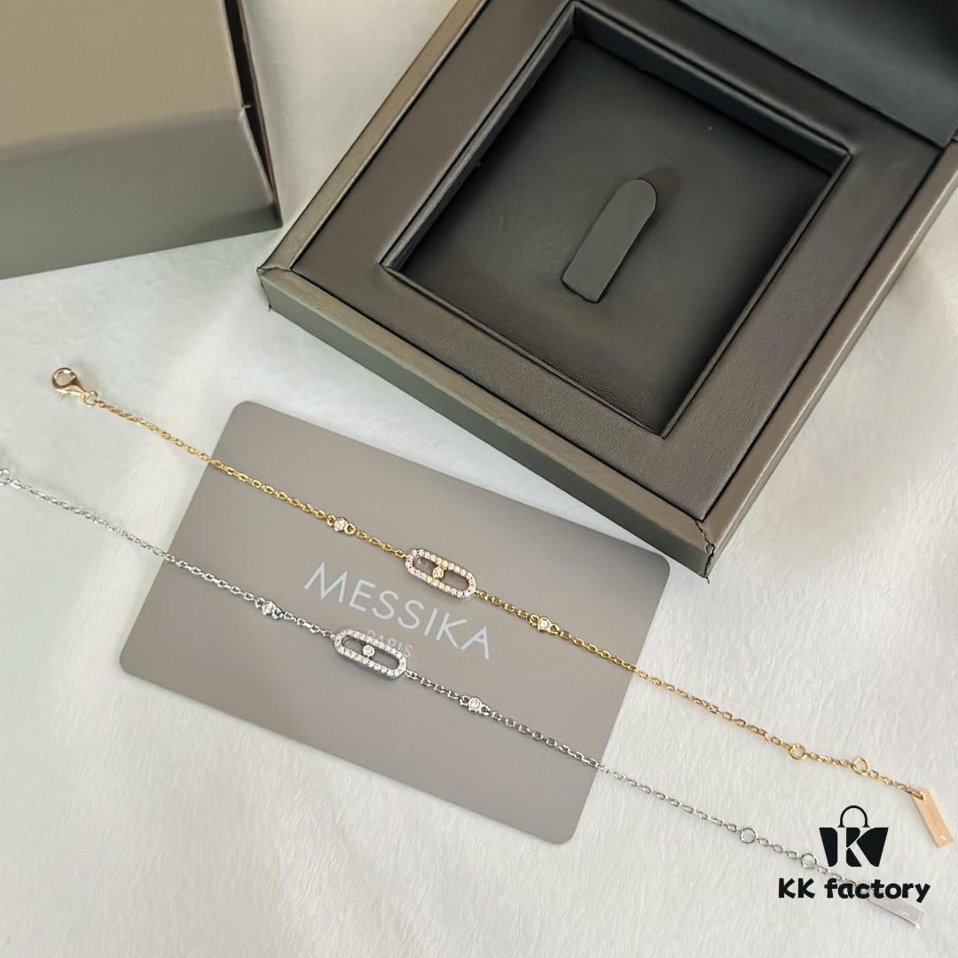 Messika Luxury New Arrival MessiKa Single Diamond Slide Bracelet Hottest Move Series Exclusive Bestseller Independent Designer Jewelry Brand, Popular Among Socialites and Instagram Influencers, Stunning Platinum and Rose Gold Bracelet