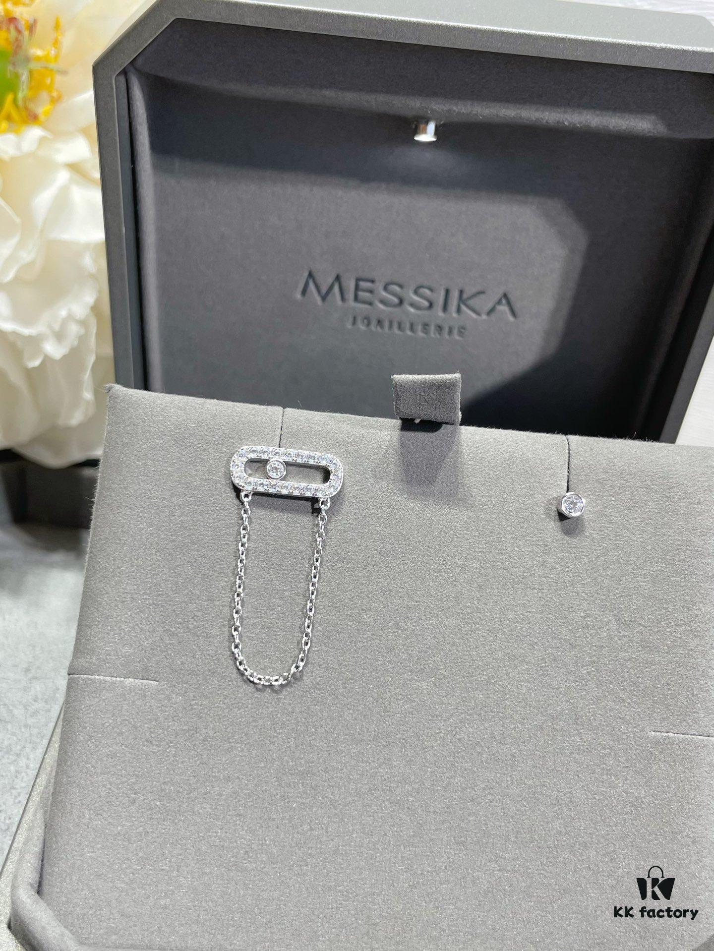 Mizhika Model AB Earrings, Rose Gold and White Gold, In Stock 11445. The classic Move series, symbolizing a beautiful meaning: 'Whether in the past, today, or the future, love is always there.'