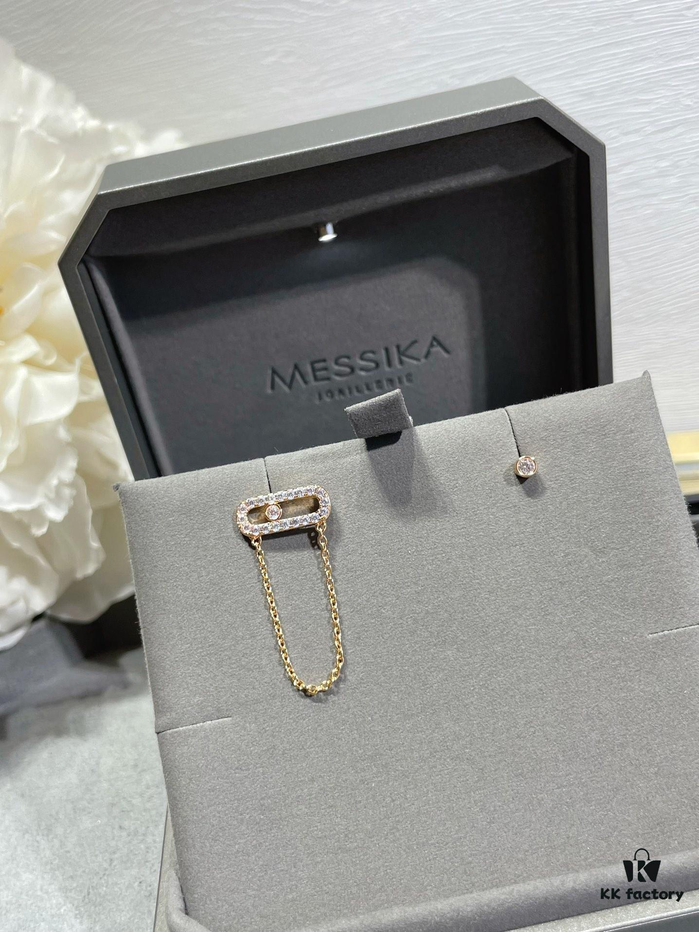 Mizhika Model AB Earrings, Rose Gold and White Gold, In Stock 11445. The classic Move series, symbolizing a beautiful meaning: 'Whether in the past, today, or the future, love is always there.'