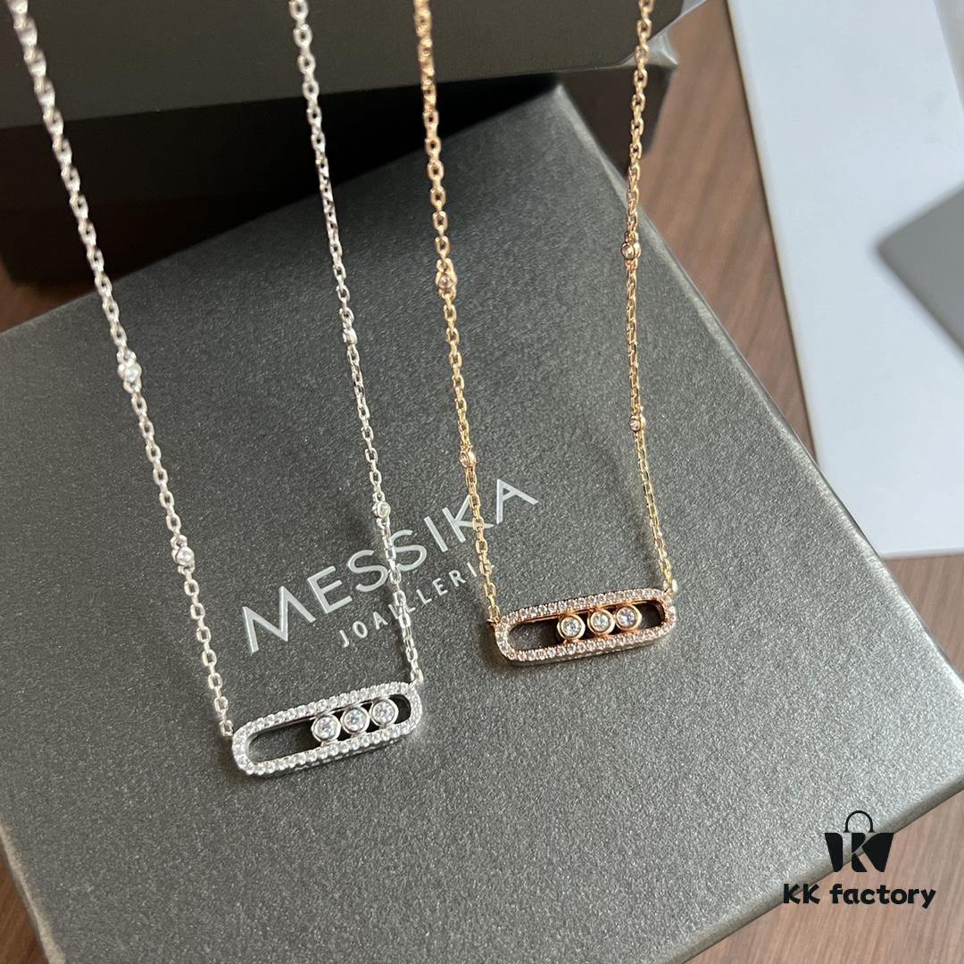 ❗️New Arrival❗️☀️Messika MOVE Full Diamond Necklace with Sliding Pearls