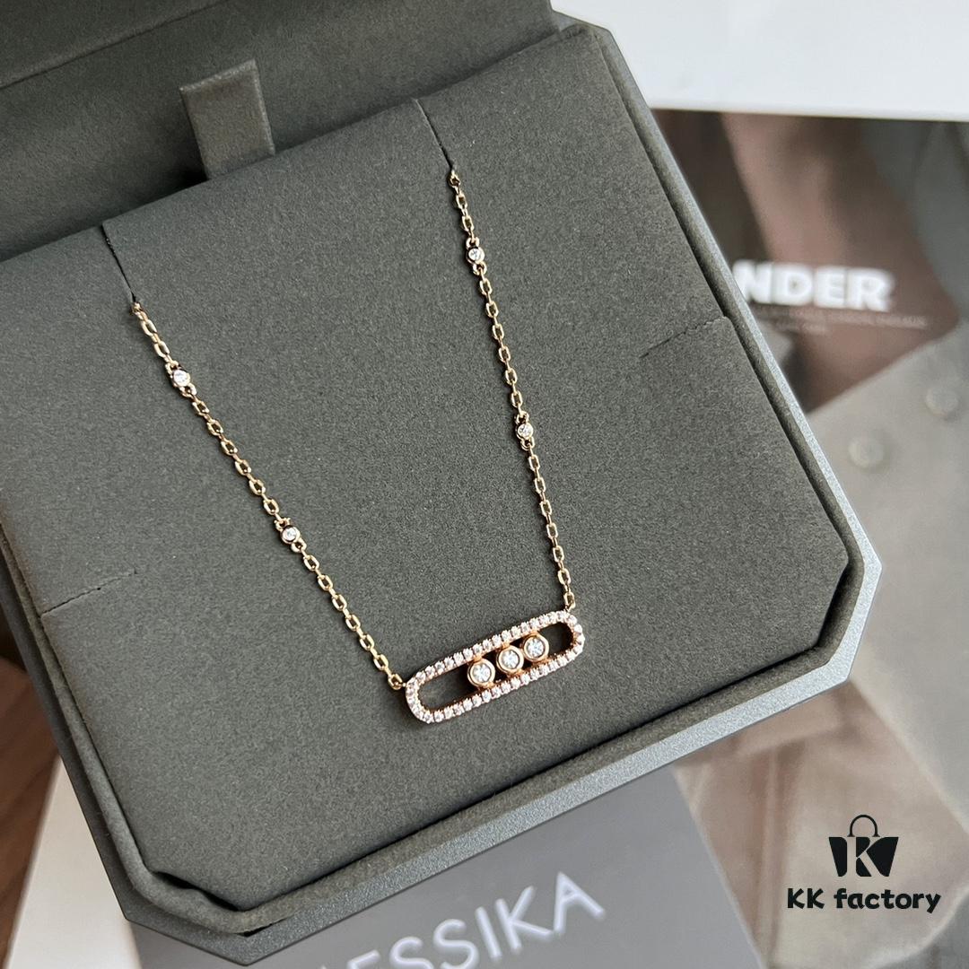 ❗️New Arrival❗️☀️Messika MOVE Full Diamond Necklace with Sliding Pearls