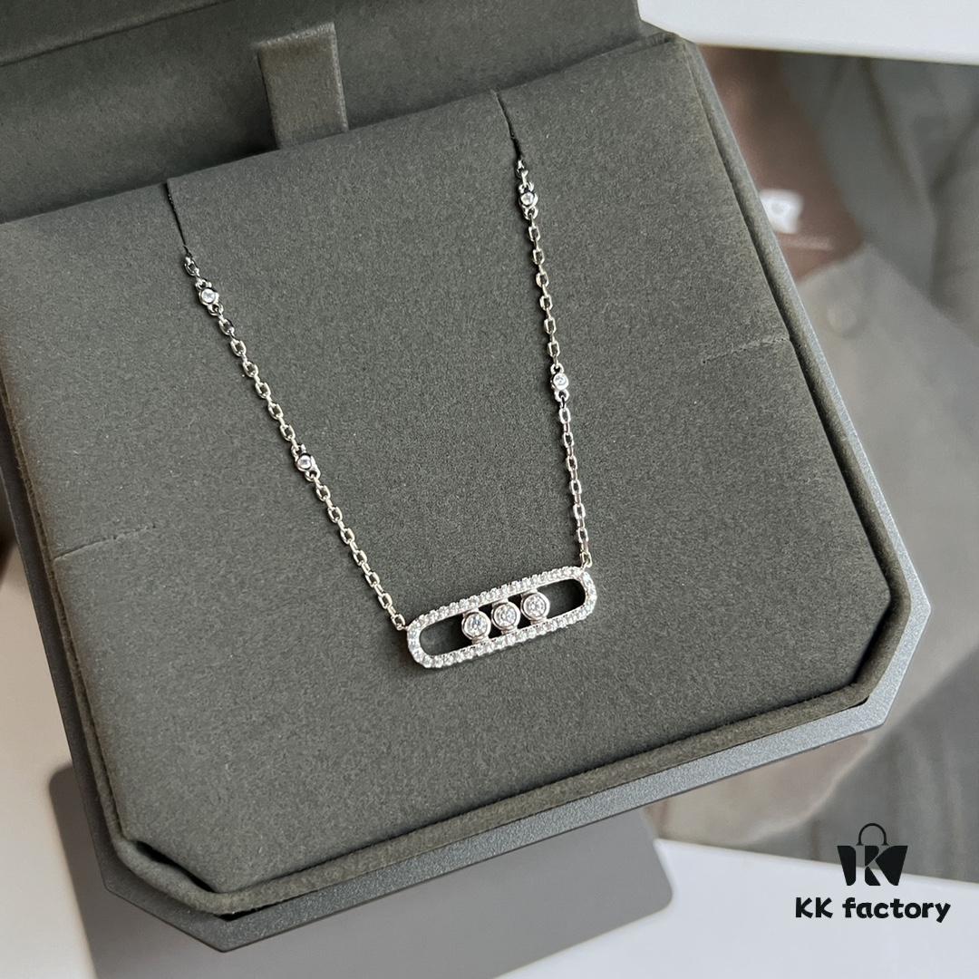 ❗️New Arrival❗️☀️Messika MOVE Full Diamond Necklace with Sliding Pearls