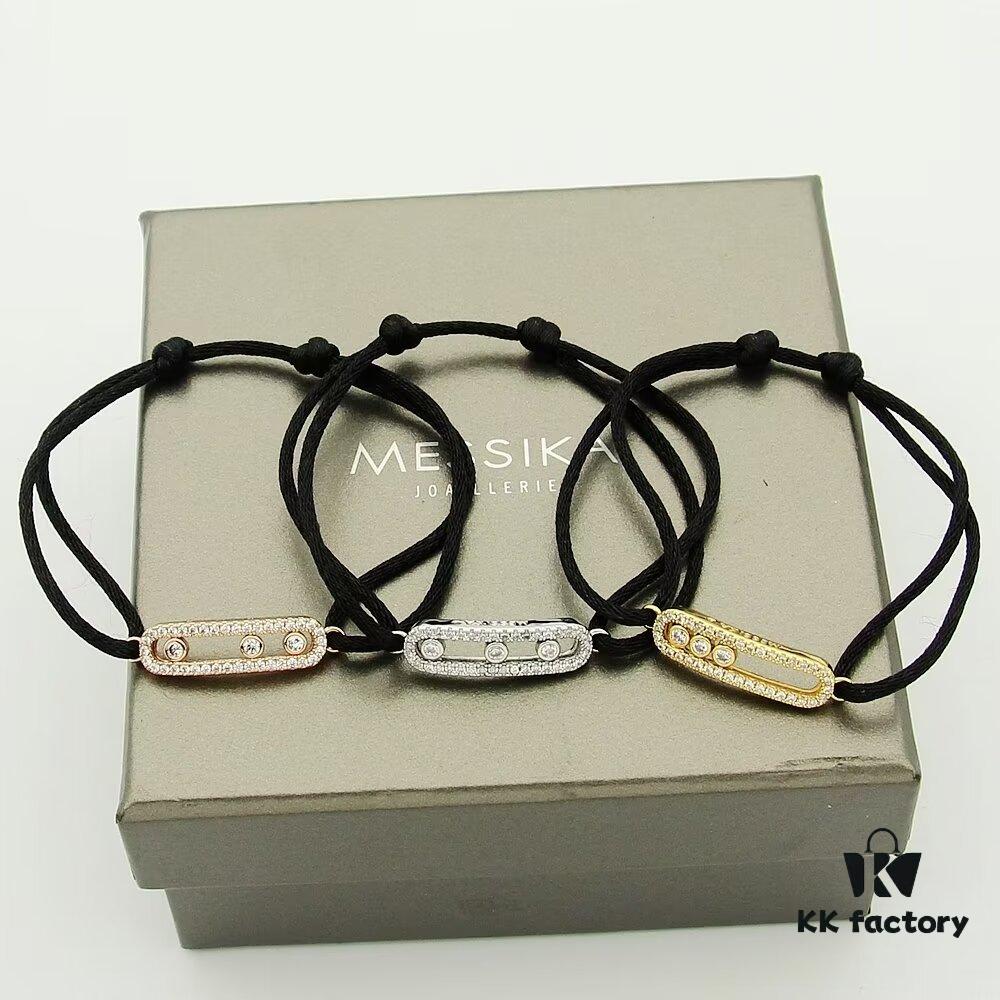 Messika New Arrival Meshika Bracelet - Colorful Rope Cuff with Brilliant-Cut Sliding Diamond