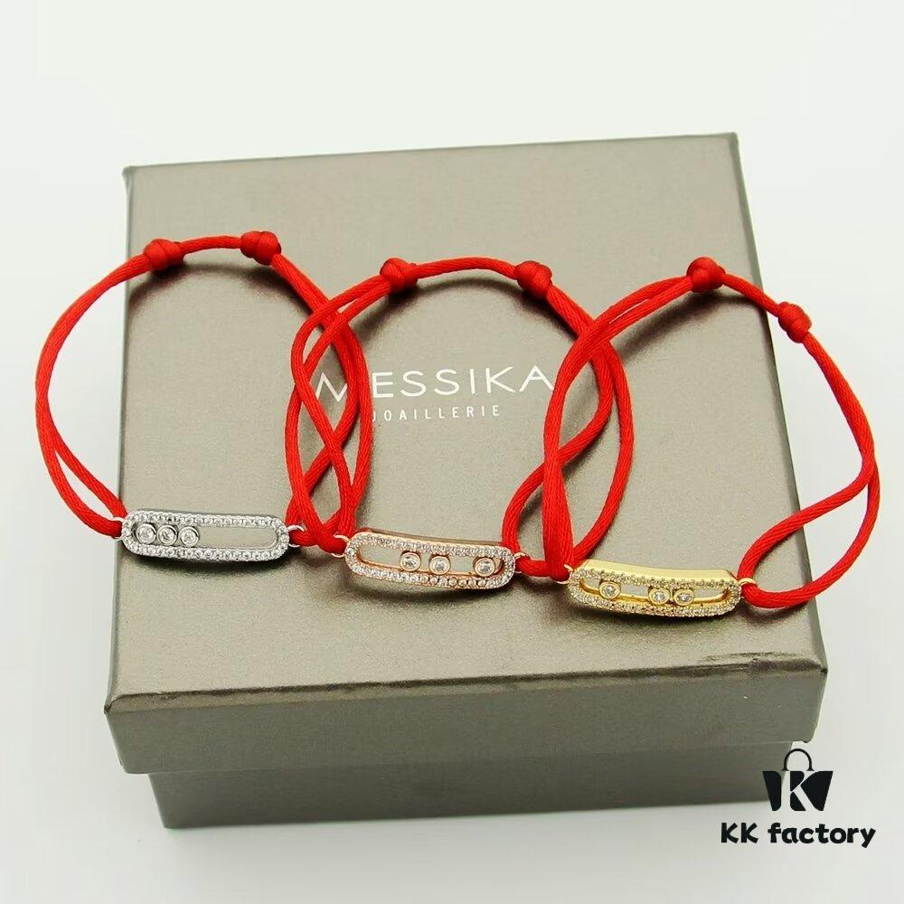 Messika New Arrival Meshika Bracelet - Colorful Rope Cuff with Brilliant-Cut Sliding Diamond