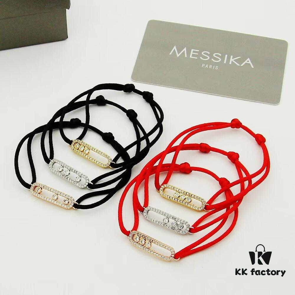 Messika New Arrival Meshika Bracelet - Colorful Rope Cuff with Brilliant-Cut Sliding Diamond