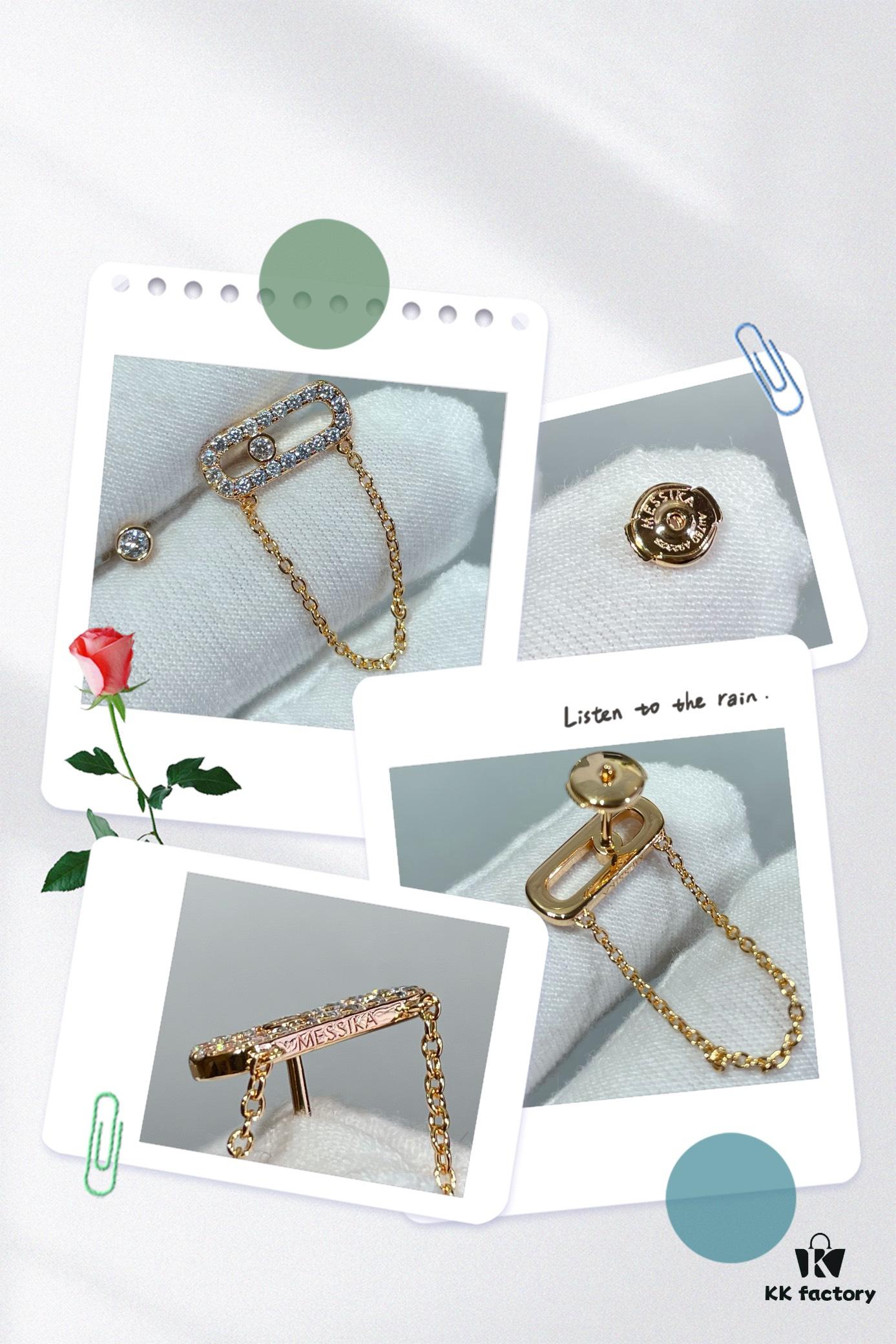 Mizhika Model AB Earrings, Rose Gold and White Gold, In Stock 11445. The classic Move series, symbolizing a beautiful meaning: 'Whether in the past, today, or the future, love is always there.'