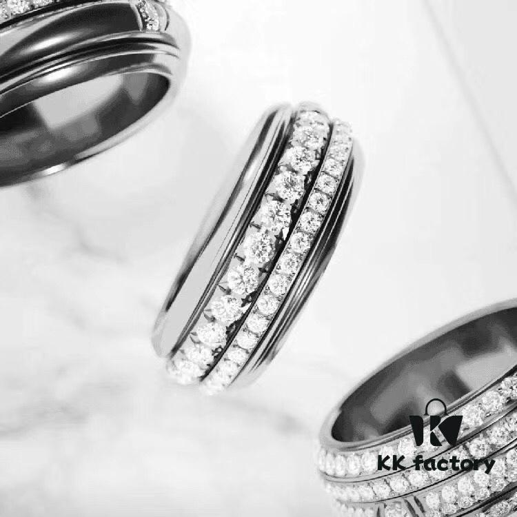 Piaget Double Diamond Rotating Ring, Luxury and Elegant Design, Versatile Casual Style, Premium German Imported S925 Sterling Silver with Thick Gold Plating, Non-fading and Hypoallergenic