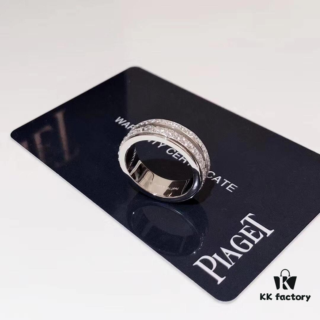Piaget Double Diamond Rotating Ring, Luxury and Elegant Design, Versatile Casual Style, Premium German Imported S925 Sterling Silver with Thick Gold Plating, Non-fading and Hypoallergenic