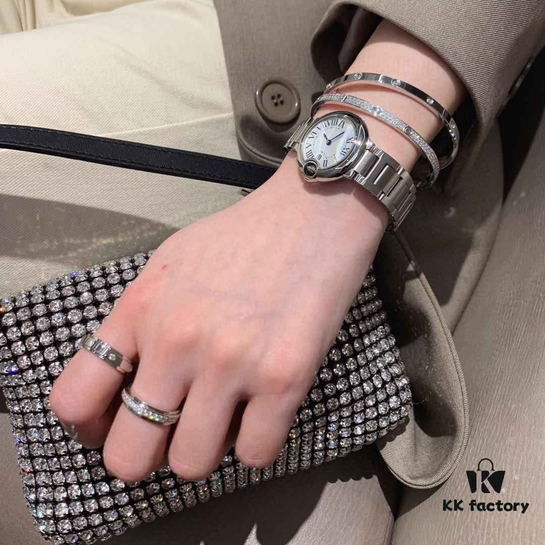 Platinum-colored Piaget ring with rotating design, featuring single diamond, seven-diamond, and full-diamond options