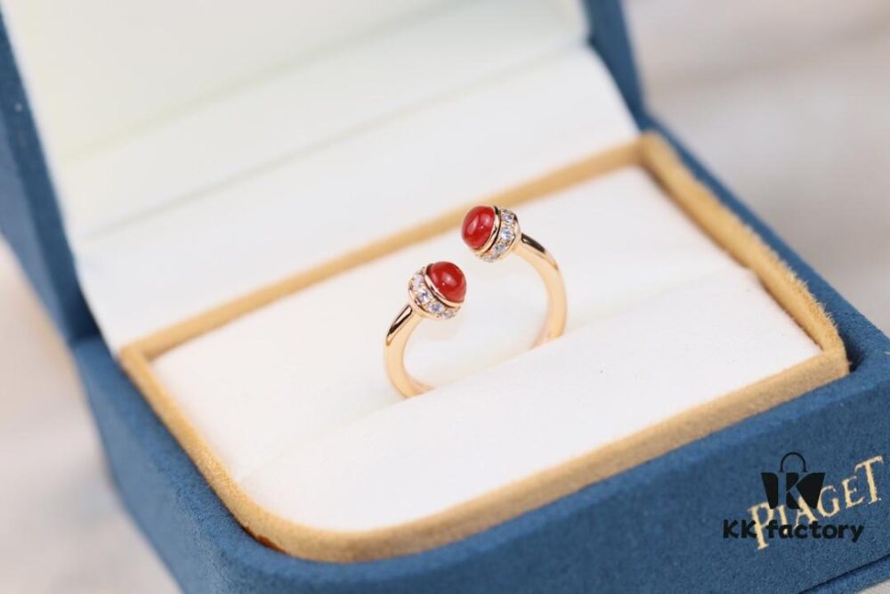 Poissession Series ZP Ring, V-Gold with Natural Malachite, Red Agate, and Turquoise