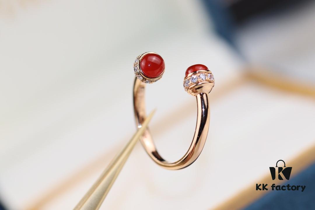 Poissession Series ZP Ring, V-Gold with Natural Malachite, Red Agate, and Turquoise