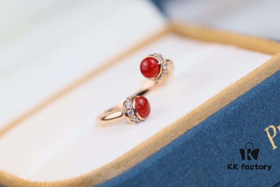 Poissession Series ZP Ring, V-Gold with Natural Malachite, Red Agate, and Turquoise