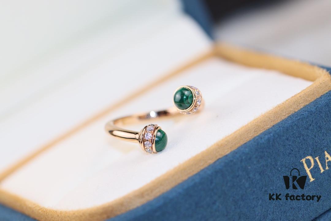 POSSession Series ZP Ring - Finger Ring with Natural Malachite, Red Carnelian, and Turquoise in V Gold