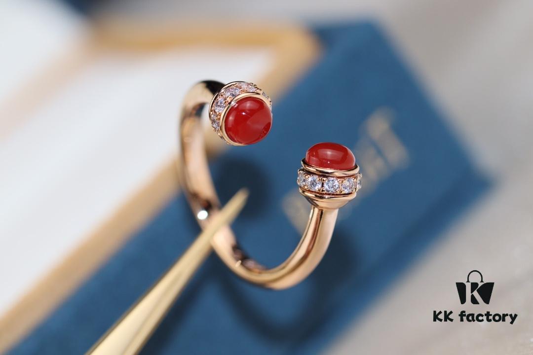 Poissession Series ZP Ring, V-Gold with Natural Malachite, Red Agate, and Turquoise