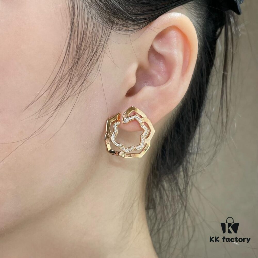 Pearl Princess Openwork Rose Earrings, Breathtakingly Beautiful Design That Captivates at First Sight