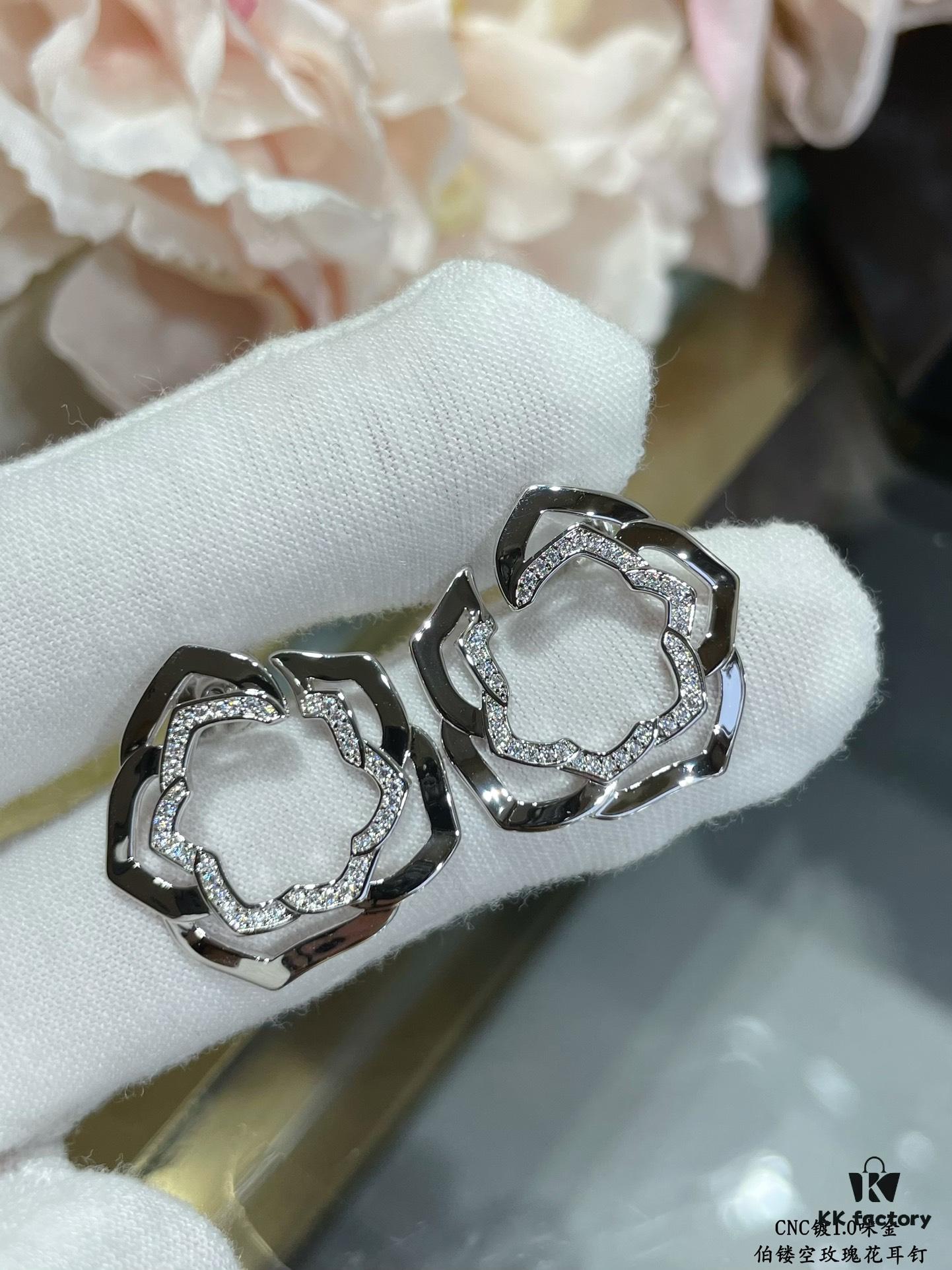 Pearl Princess Openwork Rose Earrings, Breathtakingly Beautiful Design That Captivates at First Sight