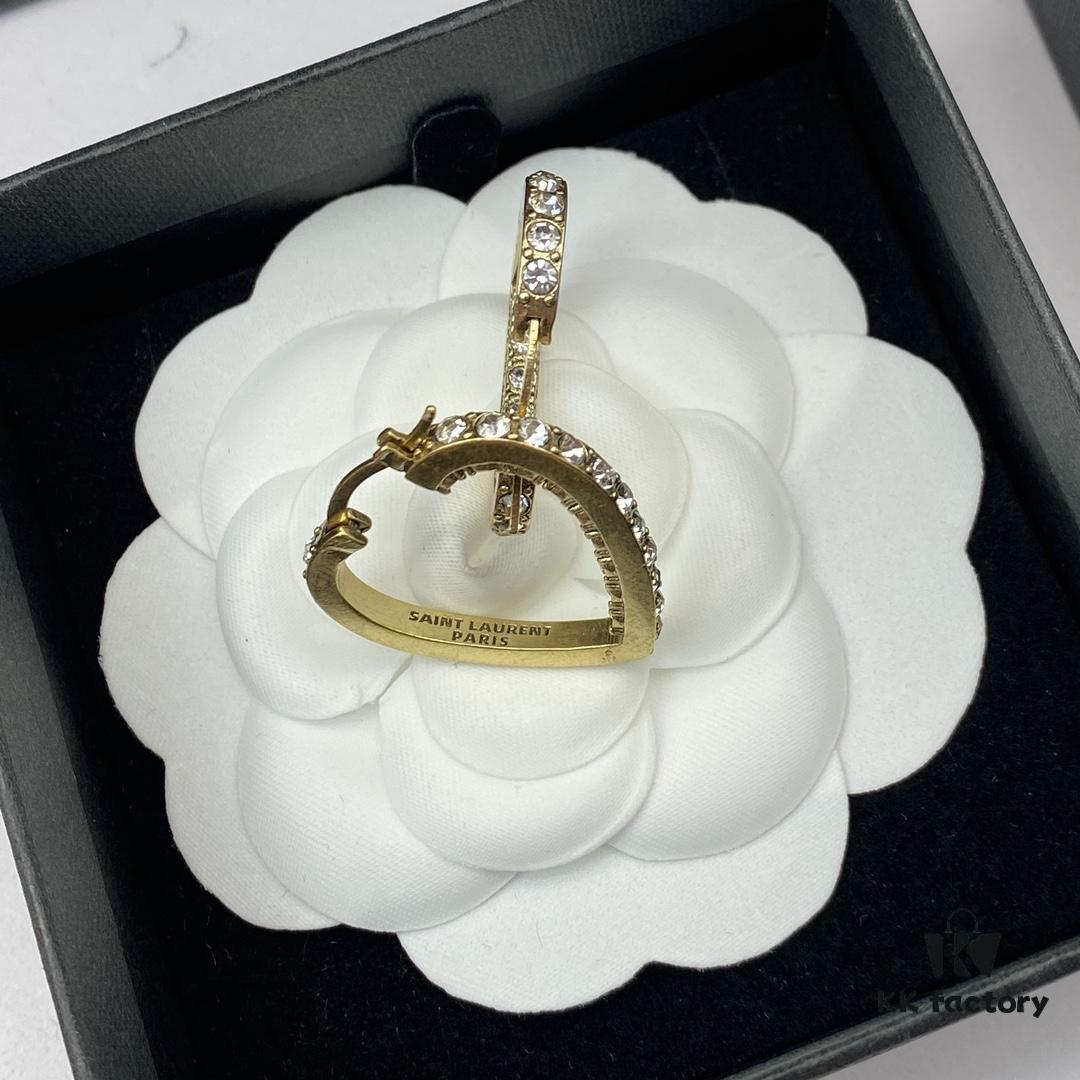 Saint Laurent YSL New Heart Stud Earrings
