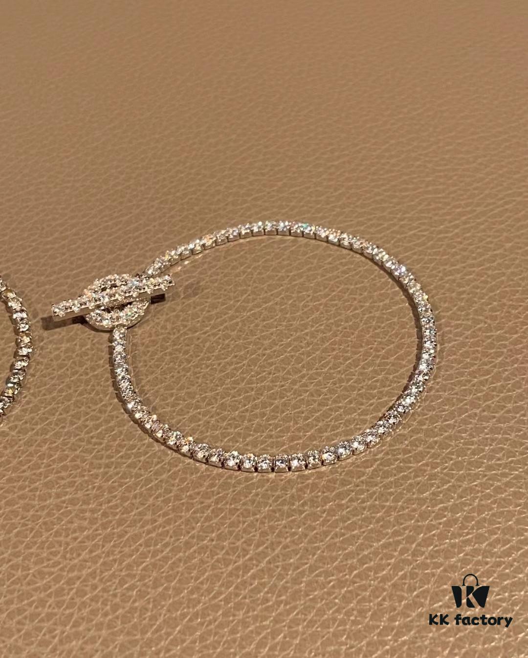 YSL Saint Laurent Half-Paved Bracelet & Hermès Pig Nose Fully Paved Diamond Bracelet