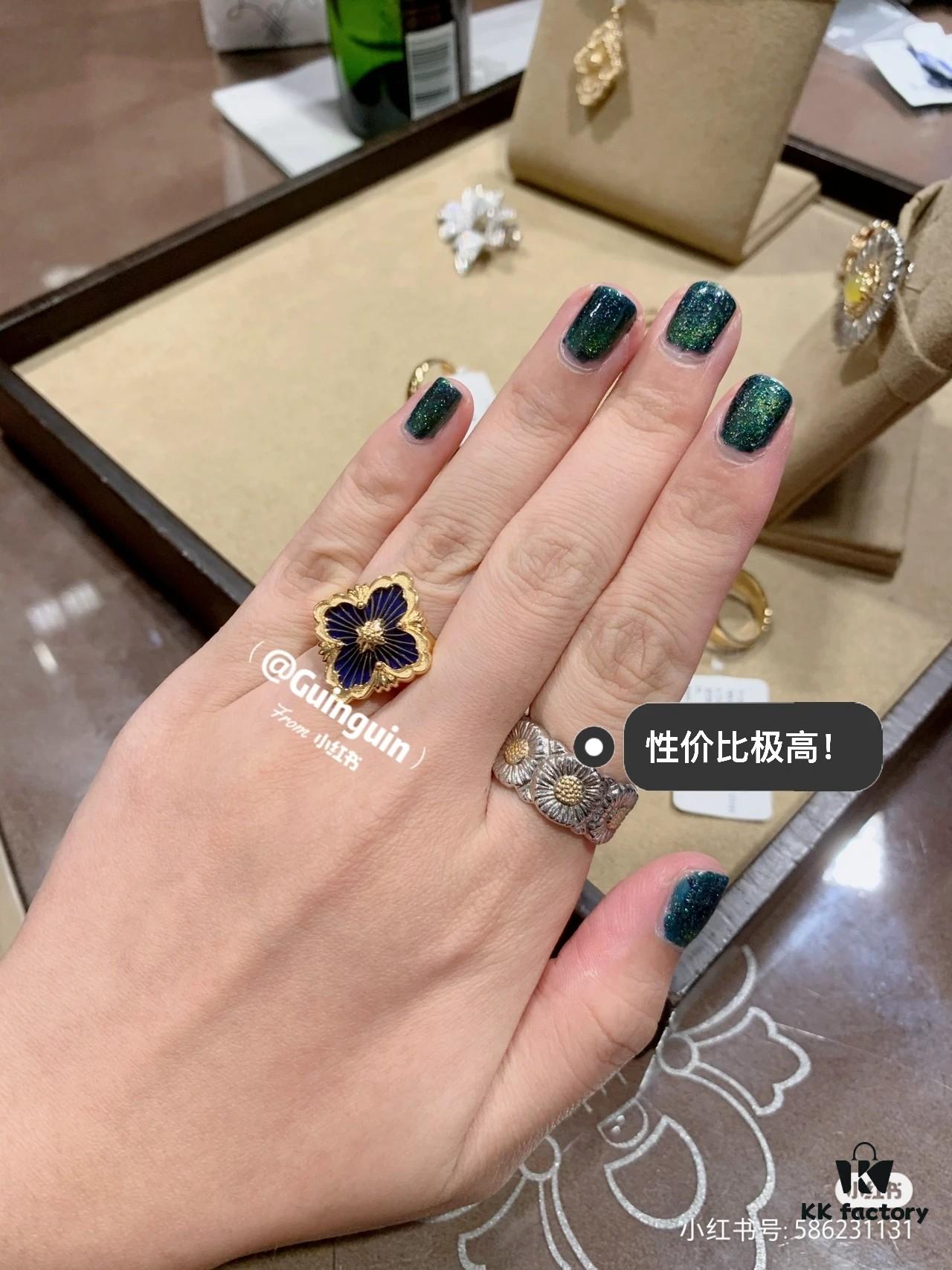 Buccellati Red, Pink, Blue Chalcedony, Black Onyx, White Shell, Green, Gray Shell, Turquoise Blue Open Ring in Rose Gold and White Gold In Stock