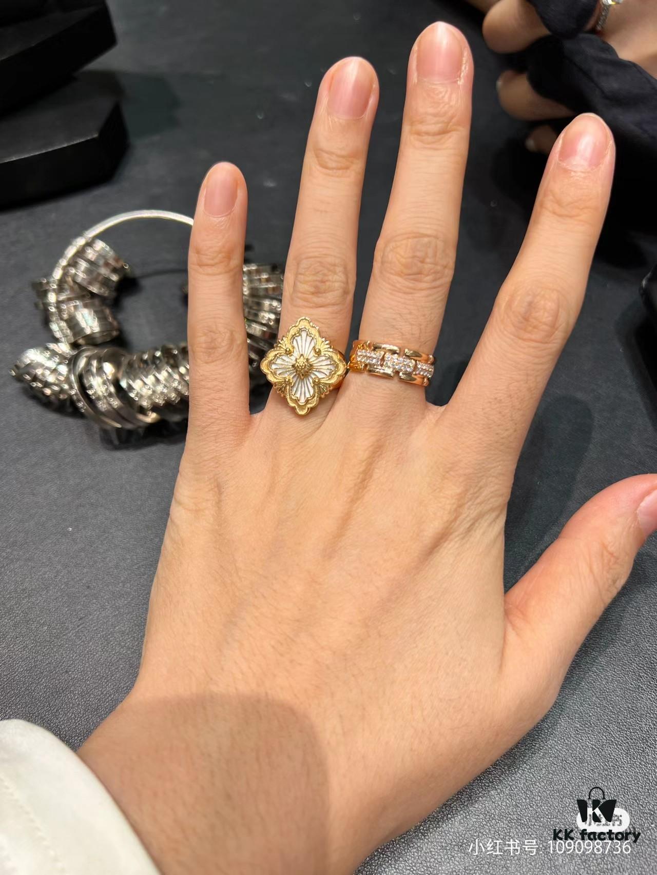 Buccellati Red, Pink, Blue Chalcedony, Black Onyx, White Shell, Green, Gray Shell, Turquoise Blue Open Ring in Rose Gold and White Gold In Stock