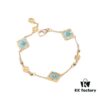 Italian Luxury Jewelry Brand Buccellati Vintage Royal Style Clover Four-Petal Flower Diamond-Embedded Shell Agate Chalcedony Reversible Three-Flower Bracelet
