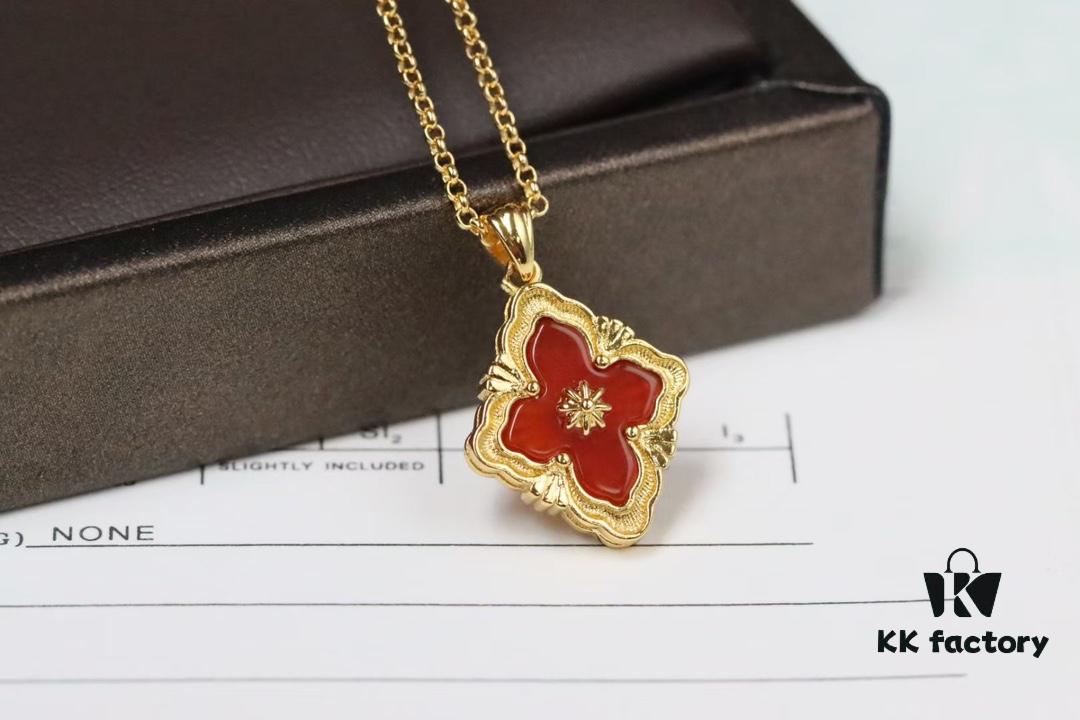 New Arrival💗 💗 Buccellati Opera Tulle Palace-style Clover Double-sided Pendant Necklace