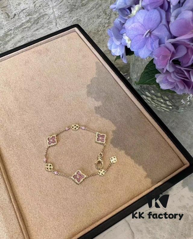 Buccellati Rhodonite Three-Flower Bracelet in Limited Edition Red, Often Out of Stock, A Beauty Unique from VCA