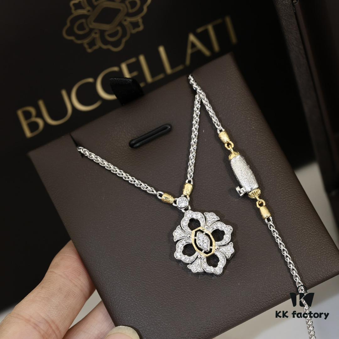 Buccellati Italian Luxury Jewelry Vintage Royal Style Diamond-Cut Clover Double-Sided Necklace V Gold Material 18K Thick Gold Plating Original Chain End Original Clasp High Quality