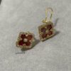Buccellati Opera Grand Red Enamel Earrings, Vintage Court-style Four-Leaf Clover, Large Size