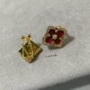 Buccellati Opera Grand Red Enamel Earrings, Vintage Court-style Four-Leaf Clover, Large Size