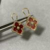 Buccellati Opera Grand Red Enamel Earrings, Vintage Court-style Four-Leaf Clover, Large Size