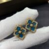 Buccellati Opera Grande Series Large Blue Enamel Earrings, Baroque-Style Four-Leaf Clover with Rigato Silk-Textured Finish