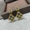 Buccellati Opera Grande Series Large Blue Enamel Earrings, Baroque-Style Four-Leaf Clover with Rigato Silk-Textured Finish