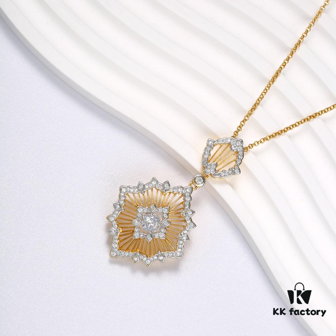 Buccellati lacework mesh openwork bicolor rose gold + white gold, yellow gold + white gold necklace