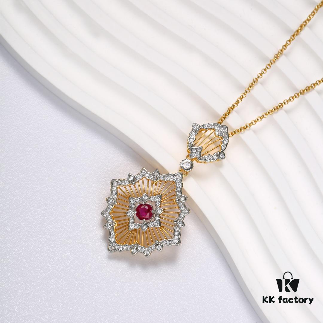 Buccellati lacework mesh openwork bicolor rose gold + white gold, yellow gold + white gold necklace