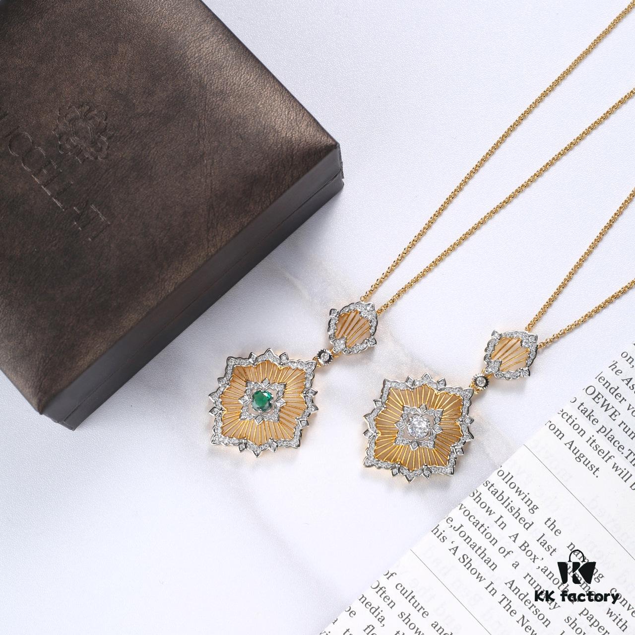Buccellati lacework mesh openwork bicolor rose gold + white gold, yellow gold + white gold necklace