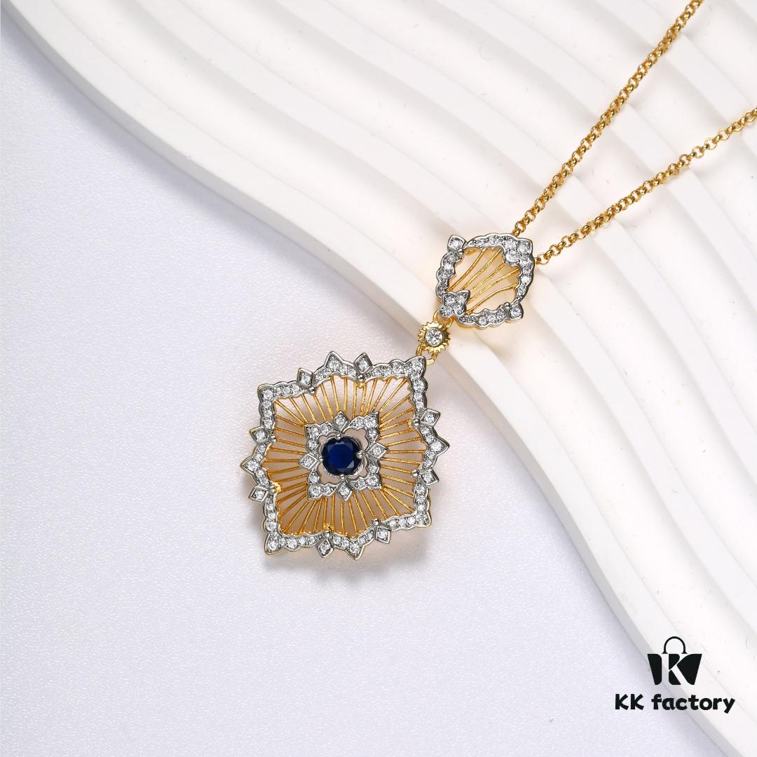 Buccellati lacework mesh openwork bicolor rose gold + white gold, yellow gold + white gold necklace