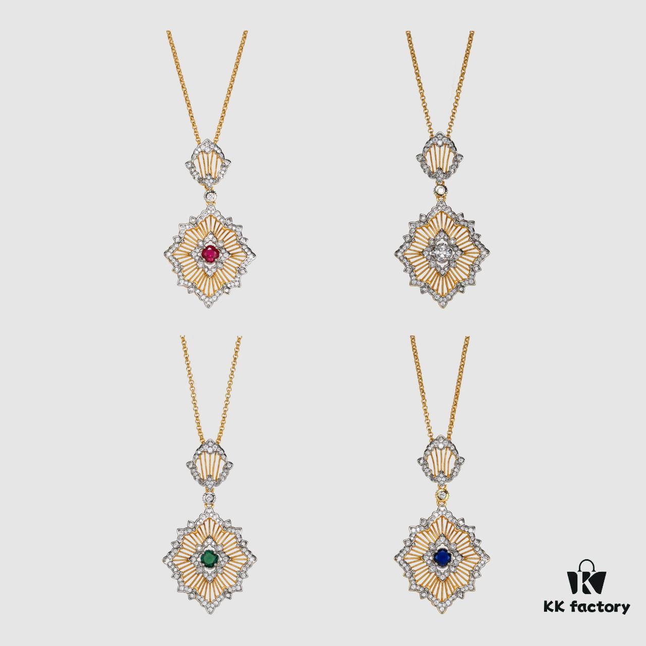 Buccellati lacework mesh openwork bicolor rose gold + white gold, yellow gold + white gold necklace