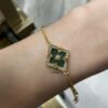 Buccellati Large Opera Garden Series Green Enamel Bracelet, Vintage Court-style Clover and Four-petal Shell Double-sided Necklace