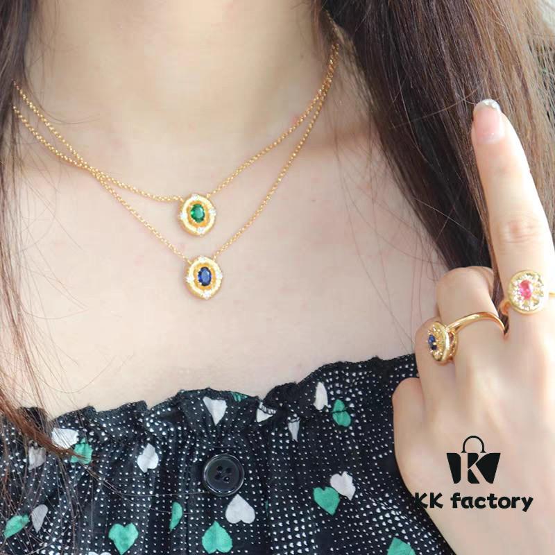 Authentic Buccellati Silk-Finished Chalcedony Necklace