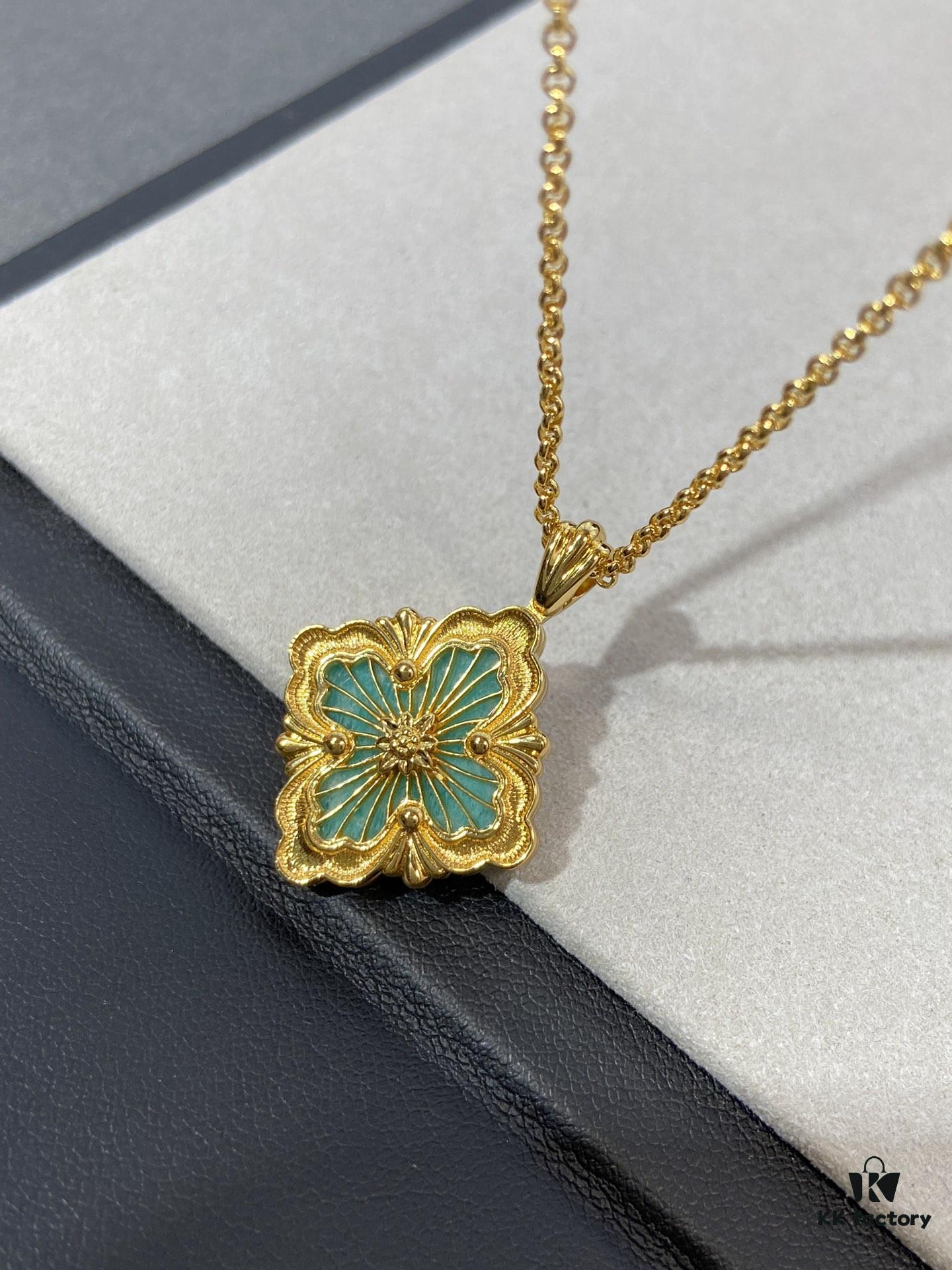 Handcrafted Gold Wire Inlaid with Tianhe Stone and Enamel, V-Gold Plated 22K Gold Hollow Design