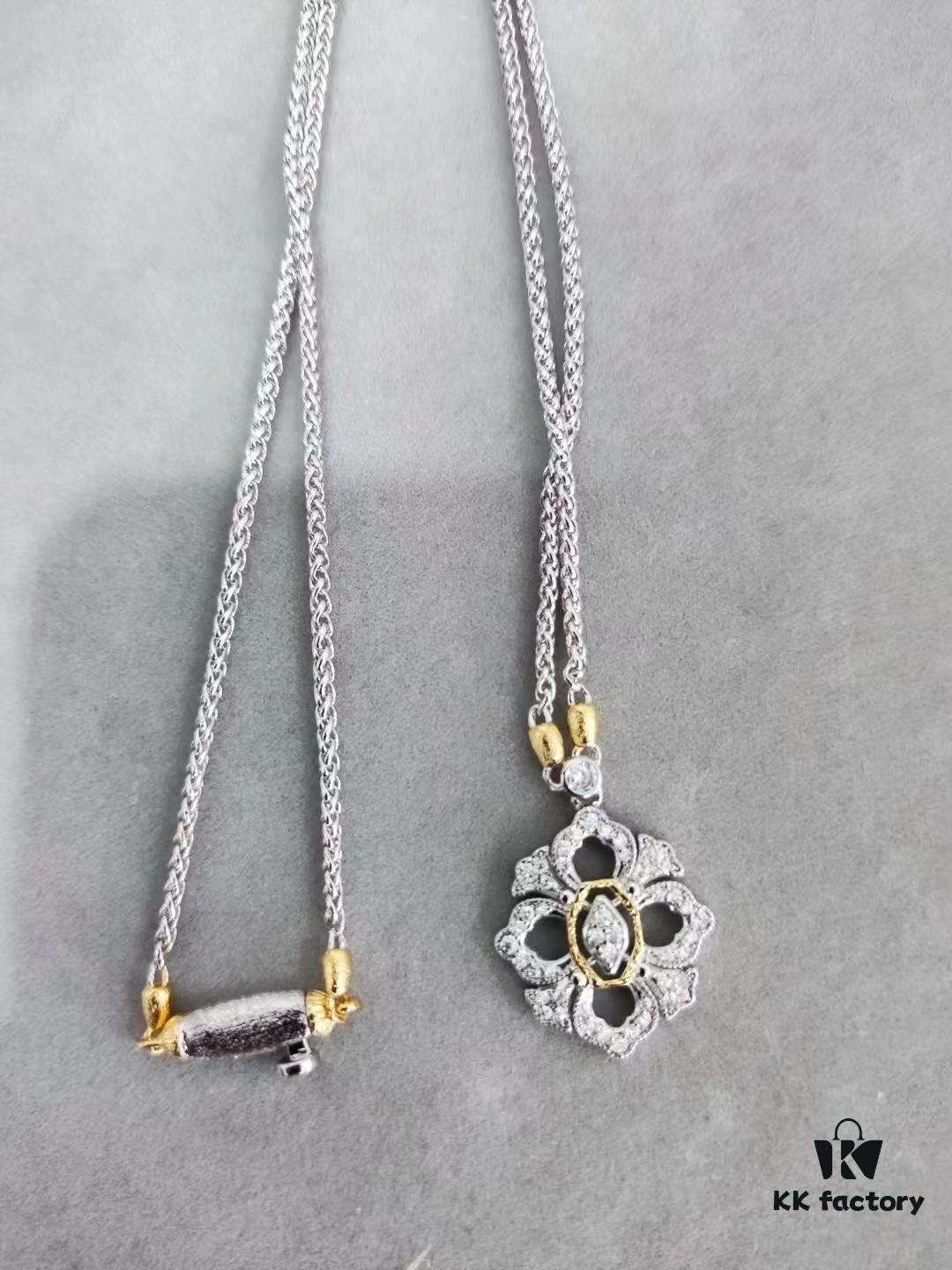 Buccellati Full Diamond Twisted Rope Necklace in White Gold with Two-Tone Plating