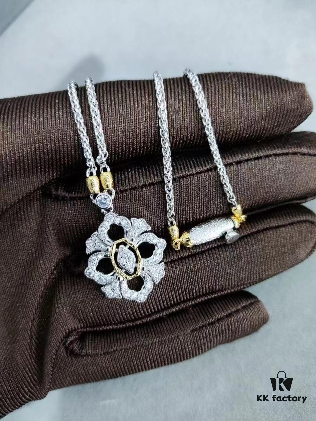 Buccellati Full Diamond Twisted Rope Necklace in White Gold with Two-Tone Plating