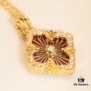 Buccellati Italian Luxury Jewelry Vintage Royal Style Diamond-Cut Clover Shell Agate Chalcedony Reversible Necklace in V Gold 18K Thick Gold Plating Original Chain End and Clasp High Quality