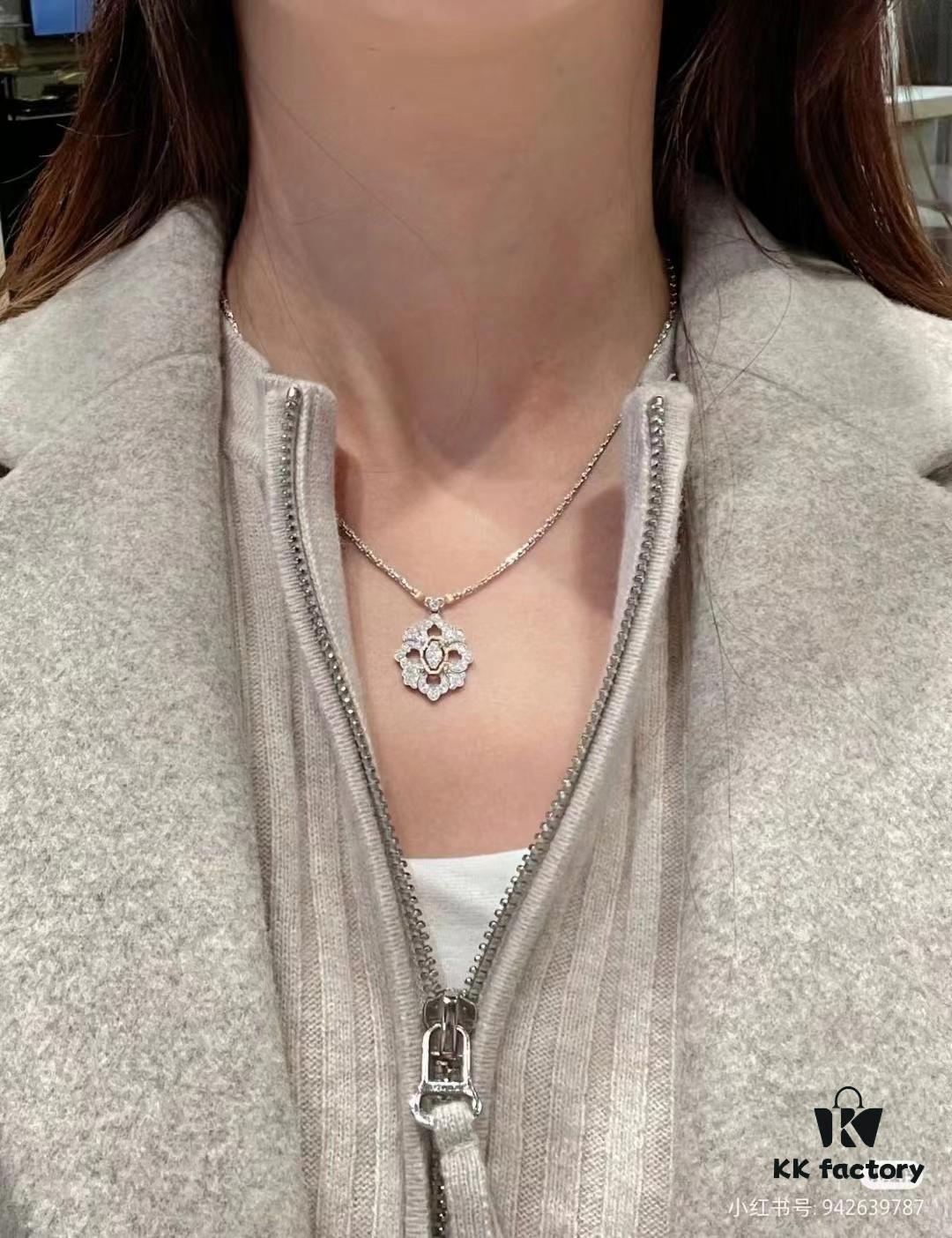 Buccellati Full Diamond Twisted Rope Necklace in White Gold with Two-Tone Plating