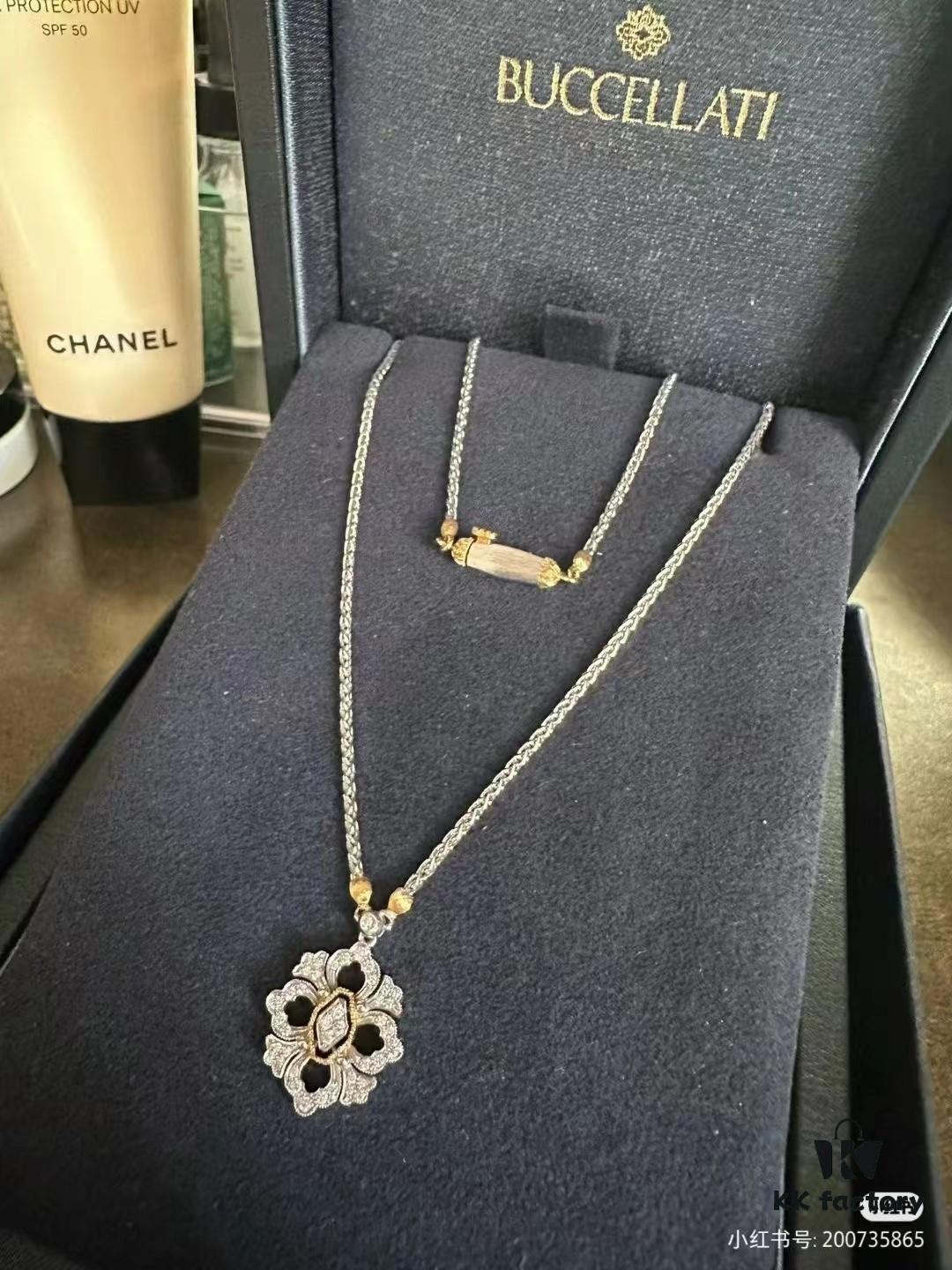 Buccellati Full Diamond Twisted Rope Necklace in White Gold with Two-Tone Plating