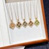 Buccellati Vintage Royal Style Diamond-Cut Four-Leaf Clover Shell Agate Chalcedony Double-Sided Necklace