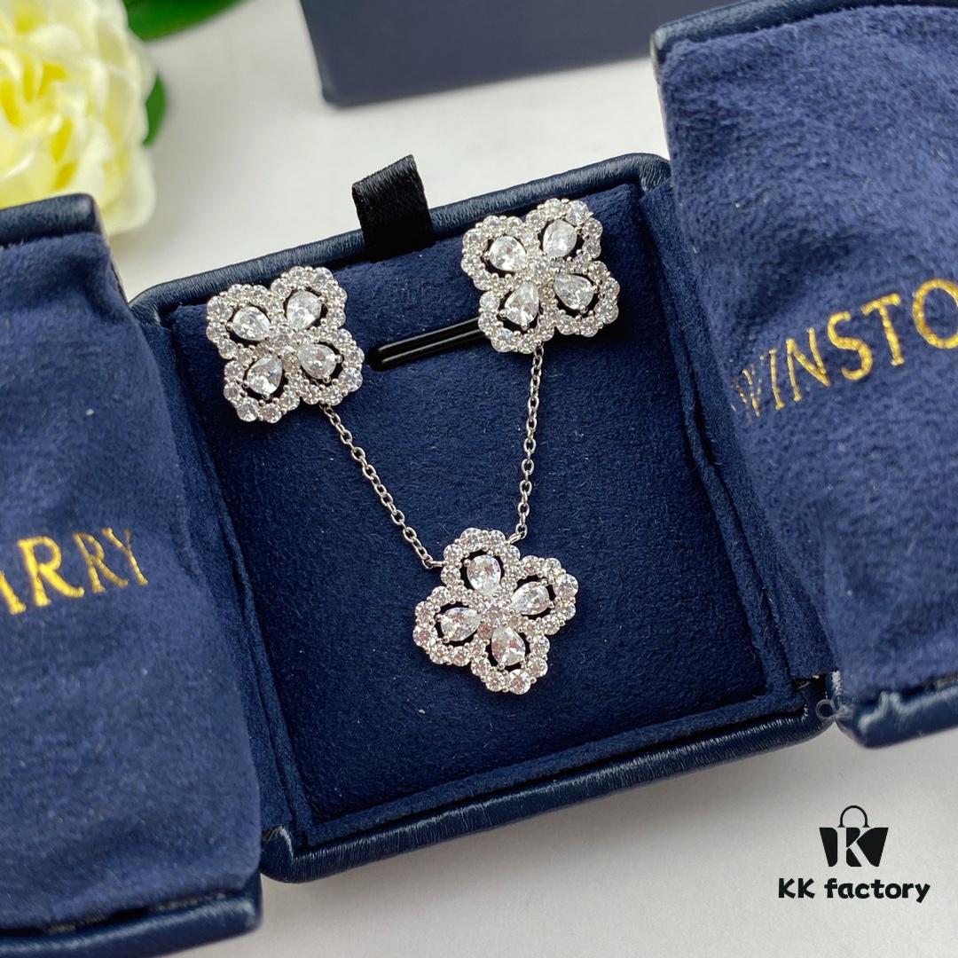 Celebrities Wearing #Harry Winston Diamond Links Full Diamond Necklace and Diamond Earrings