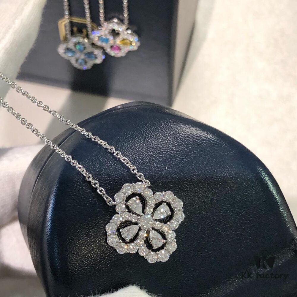 HW Diamond Loop Series Gemstone Necklace, ZP Development Version - Bestselling Teardrop White Diamond Style